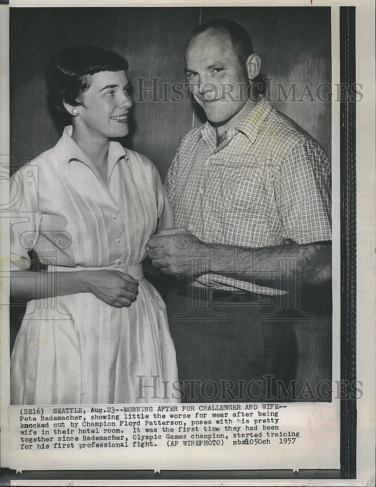 1957 Press Photo Boxer Pete Rademacher and his wife - Historic Images