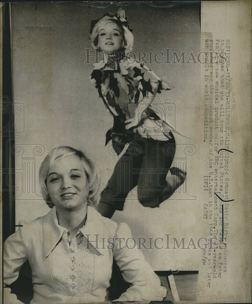 1973 Press Photo Olympic Gymnast Cathy Rigby in her role as Peter Pan - Historic Images