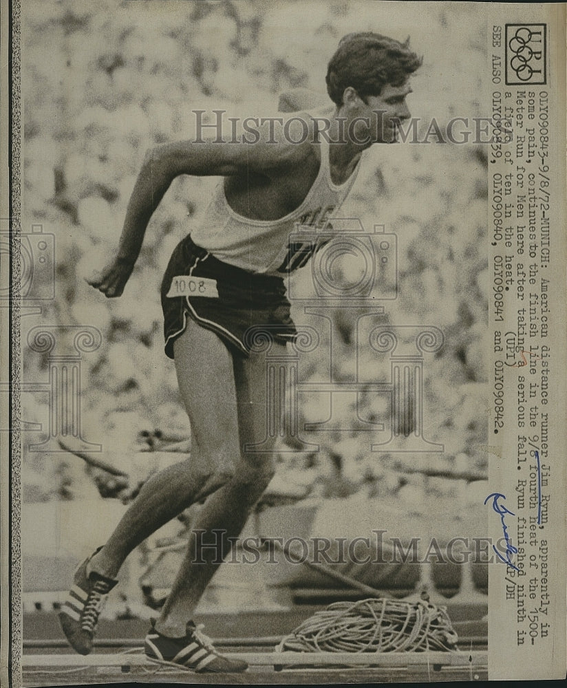 1972 Press Photo American distance runner Jim Ryun at 1500-Meter Run for Men - Historic Images