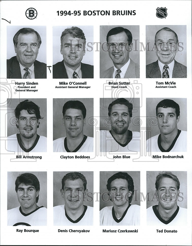 1995 Press Photo 1994-95 Boston Bruins Executives &amp; Players - Historic Images