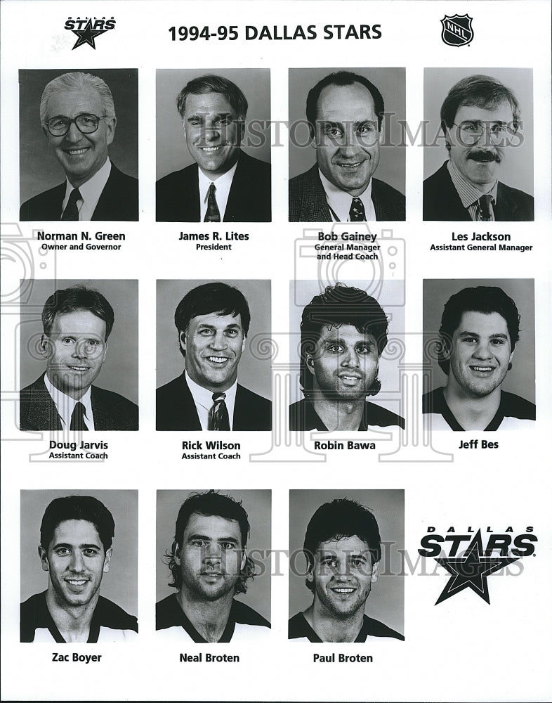 1995 Press Photo 1994-95 Dallas Stars Executives And Players - Historic Images