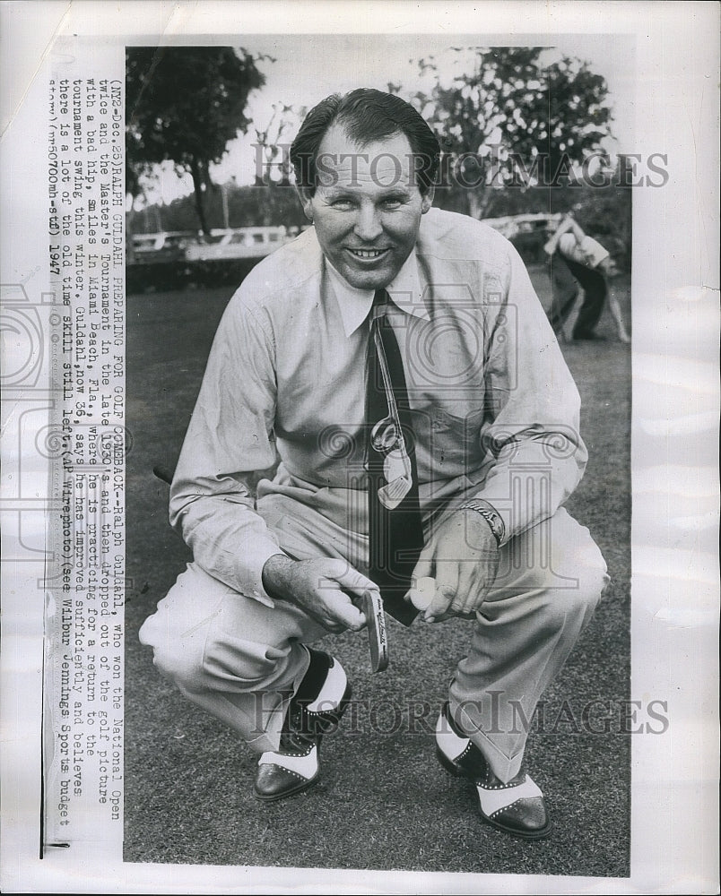 1947 Press Photo Golfer Ralph Guliahl In Miami Beach During Tournament - Historic Images