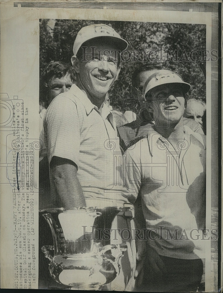 1973 Press Photo Gene Littler, son Curt, 19, after winning at St. Louis - Historic Images