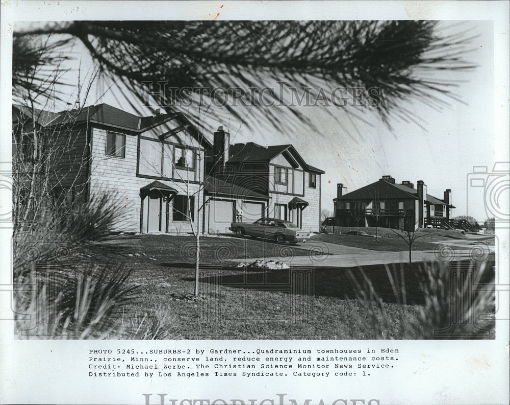 1983 Press Photo Eden Prairie Community Townhouses Exterior Minnesota - Historic Images