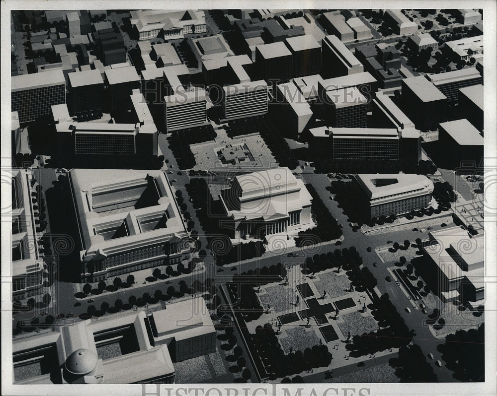 1964 Press Photo Model of President's Advisory Council Buildings - Historic Images