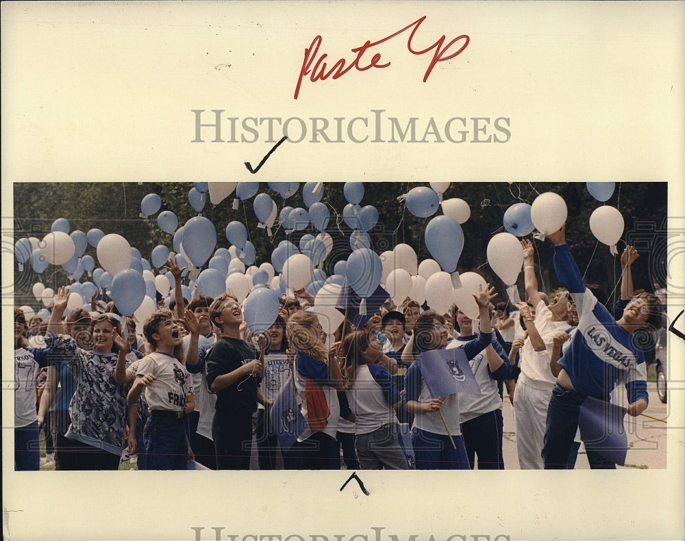 1987 Press Photo Jefferson School Students Having Sesquicentennial Celebration - Historic Images