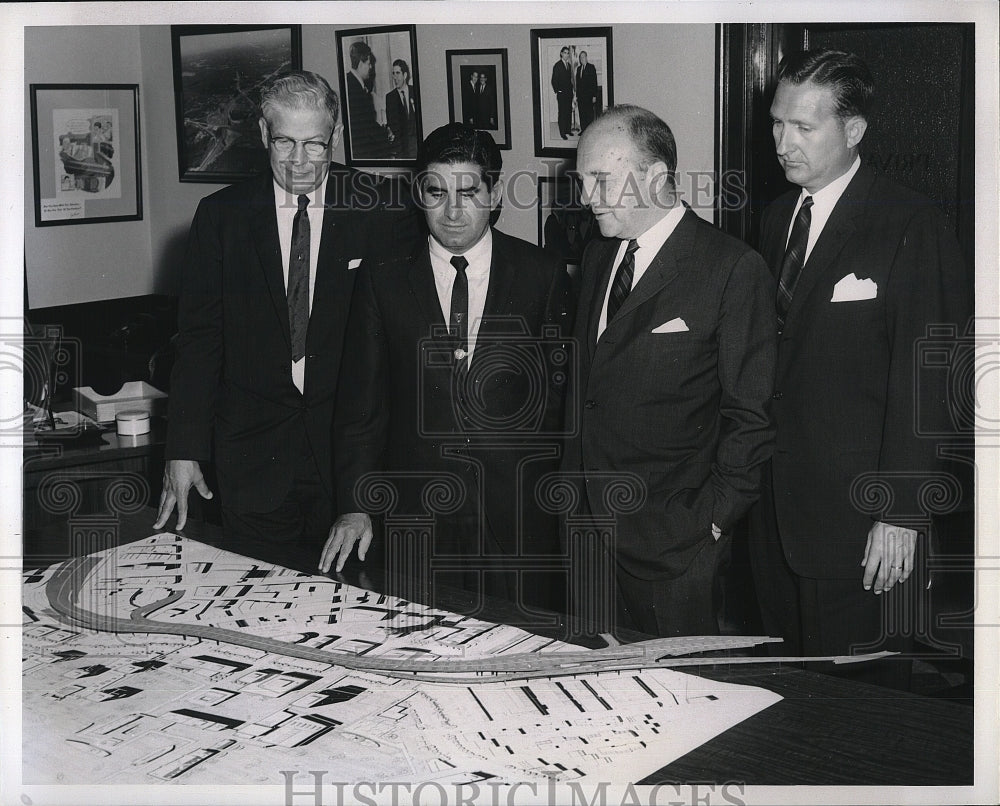 1963 Press Photo Charles Avila and others discuss Boston Waterfront project - Historic Images