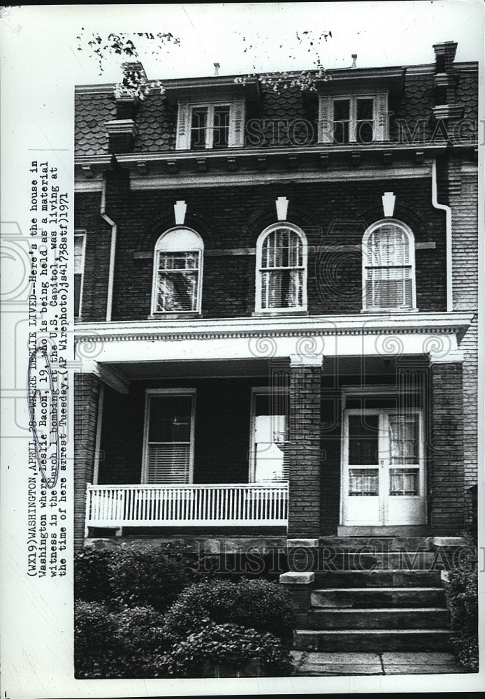 1971 Press Photo home of anti-war activist Leslie Bacon in Washington - Historic Images