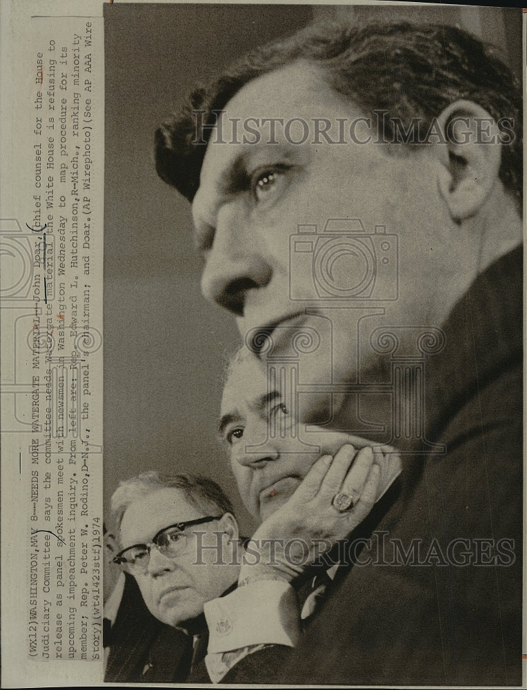 1974 Press Photo Rep Peter Rodino &amp; John Doar, House Judiciary Comm. - Historic Images