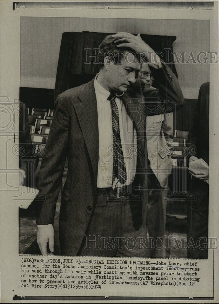 1974 Press Photo Joan Doar, Chief Counsel House Judiciary Committee - Historic Images