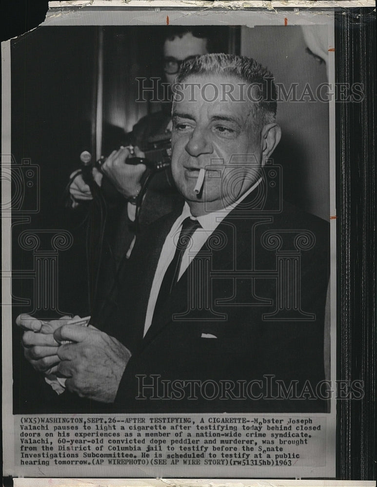 1963 Press Photo Mobster Joseph Valachi District of Columbia - Historic Images