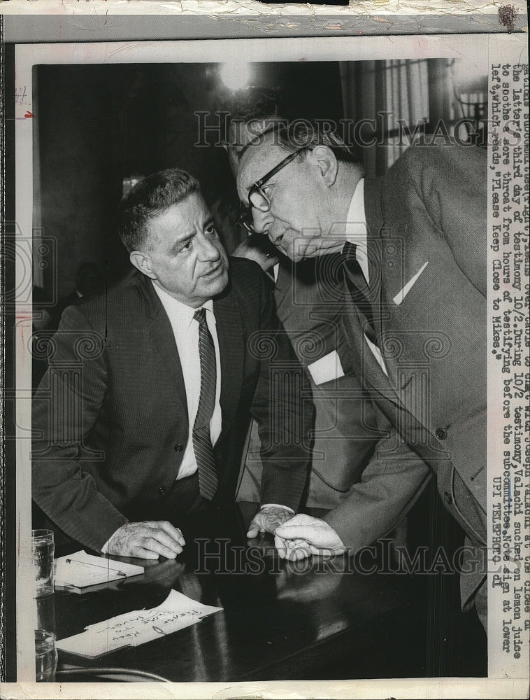 1963 Press Photo Joseph Valachi Testimony, Senate Subcommittee, Organized Crime - Historic Images