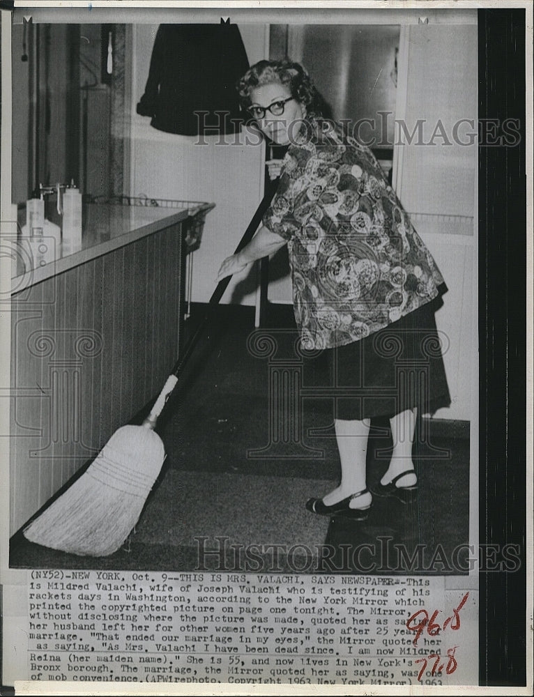 1963 Press Photo Mildred Valachi, Wife of Criminal Joseph Valachi - Historic Images