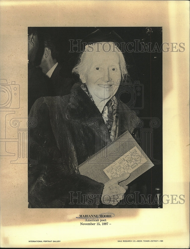 1968 Press Photo Marianne Moore American Modernist Poet Pulitzer Prize Winner - Historic Images