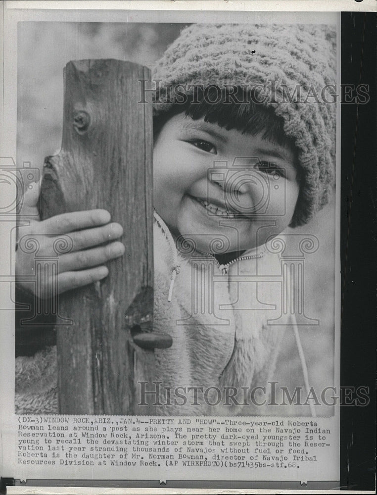 1968 Press Photo Roberta Bowman, Navajo Indian Child - Historic Images