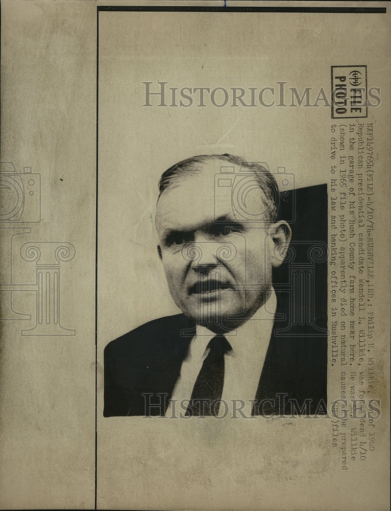 1974 Press Photo Phillip H.Willkie, Banker and son of Republican Wendell Willkie - Historic Images