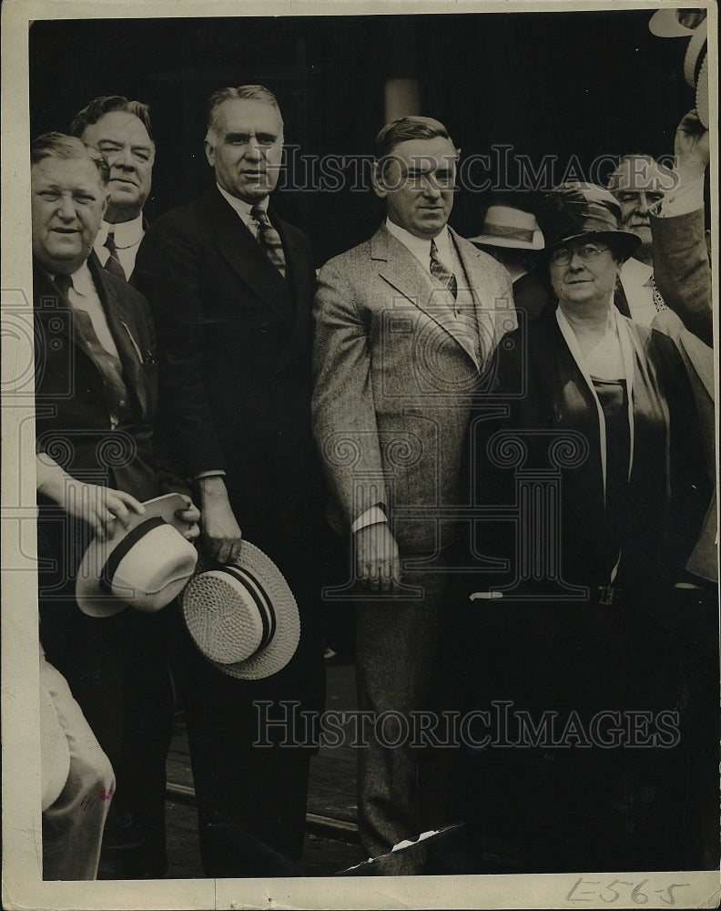 1938 Press Photo Brig.General Charles H. Cole , Maj Cant,Curley &amp; Mrs Sullivan - Historic Images