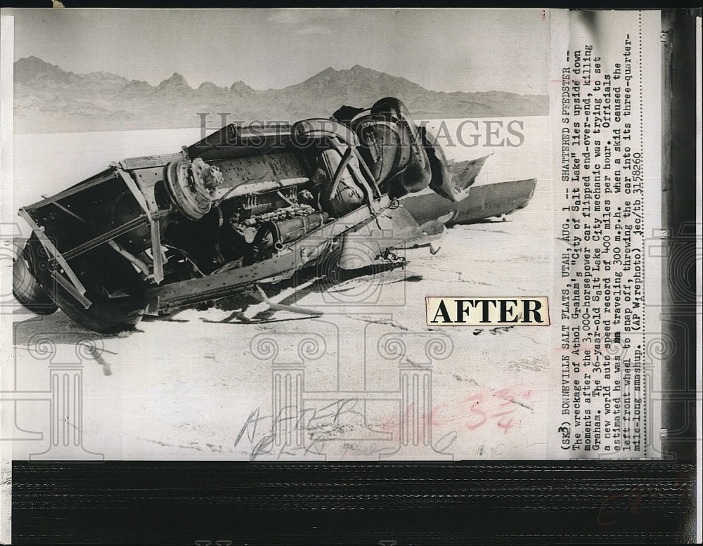1960 Press Photo The wreckage of Athol Grahams Speedster after crashing - Historic Images