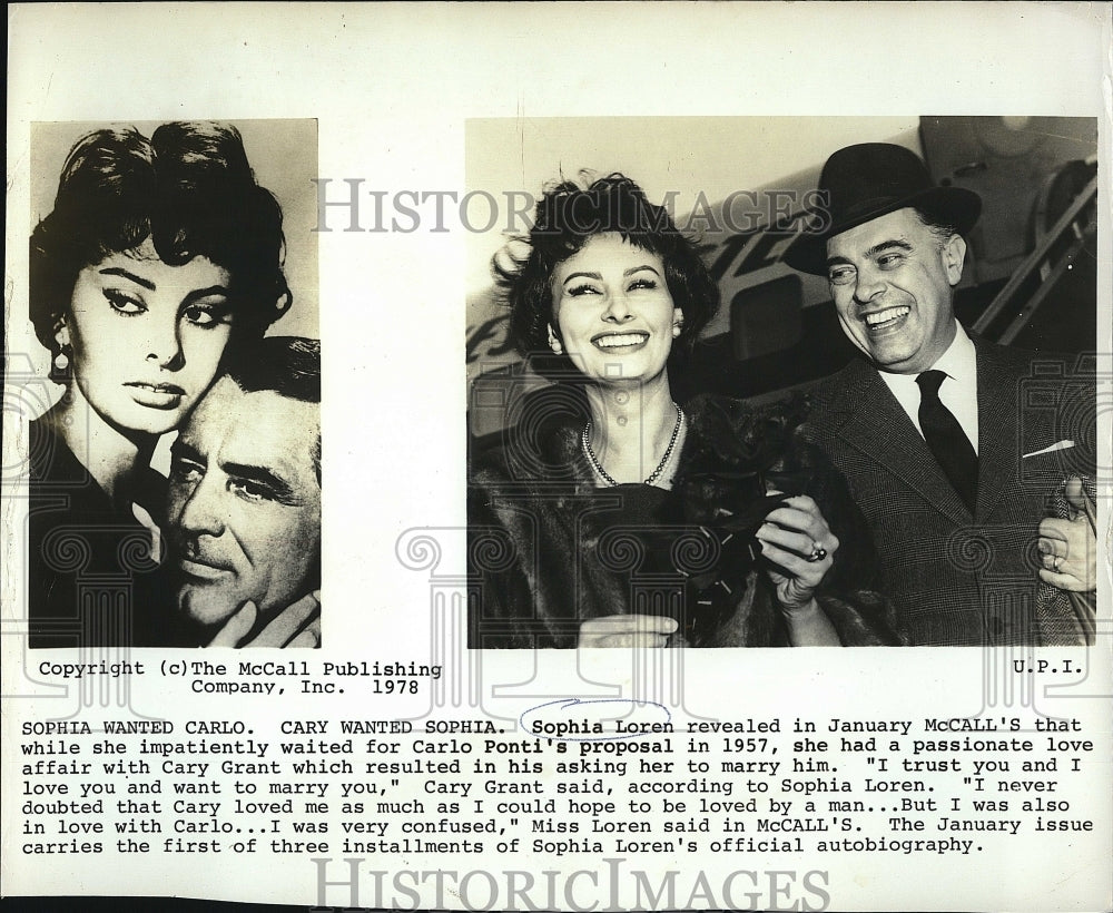 1957 Press Photo Actress Sophia Loren in January Issue of McCalls Cary Grant - Historic Images
