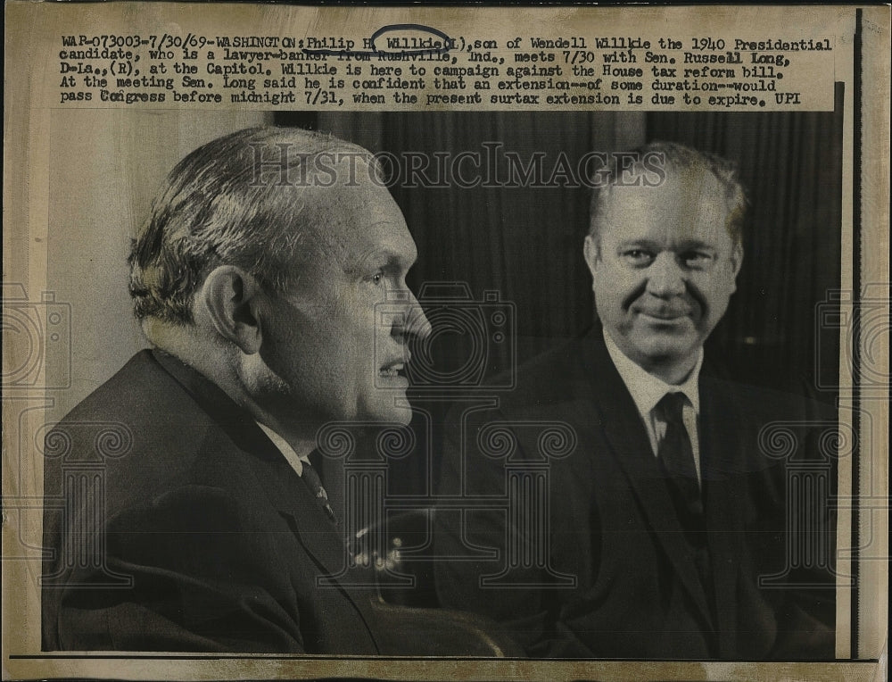 1969 Press Photo Philip Willkie, Son of Politician Wendell Willkie, Russell Long - Historic Images