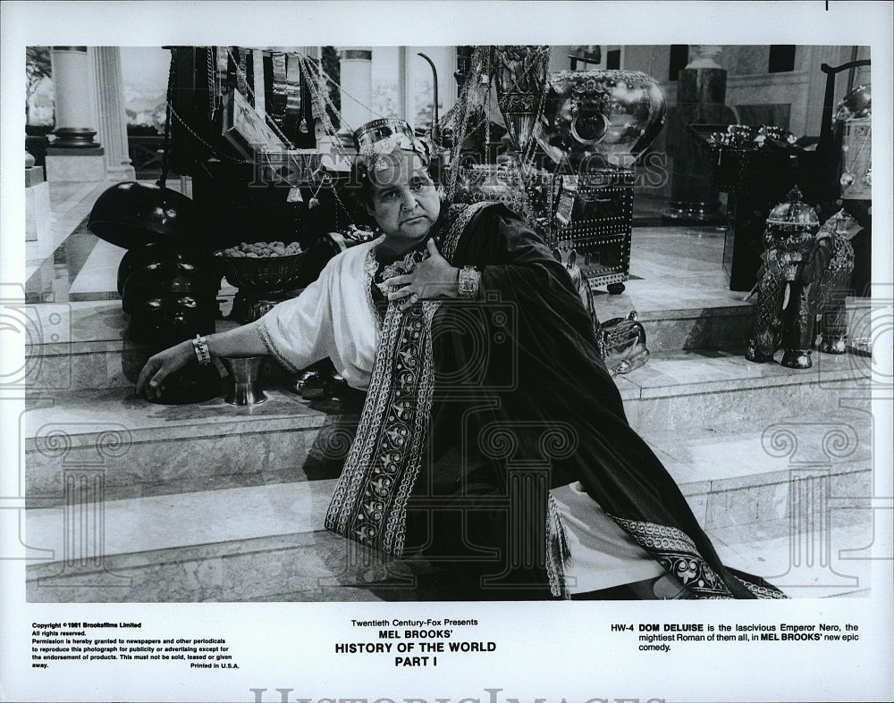 1981 Press Photo Dom Deluise as Emperor Neroin &quot;History of the World Part I&quot;. - Historic Images