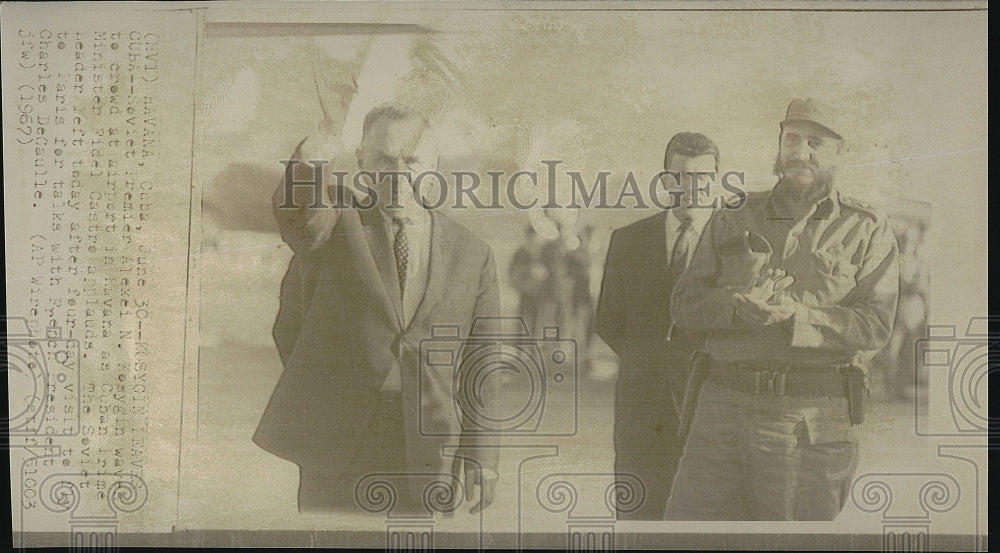 1967 Press Photo Soviet Premier Alexei N Kosygin, Fidel Castro in Havana, Cuba - Historic Images