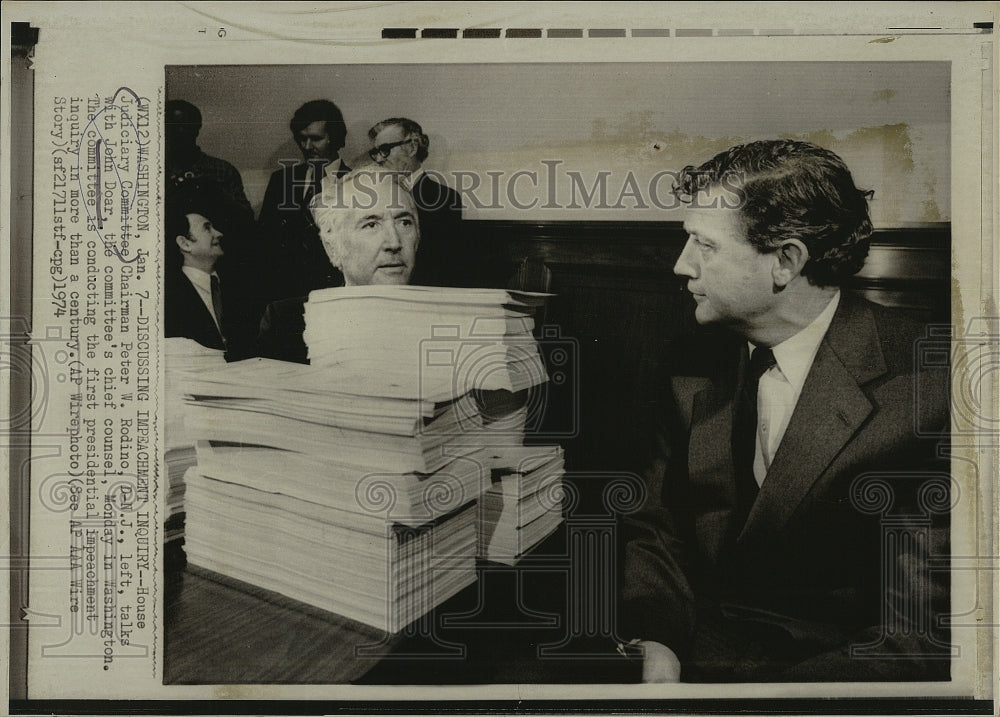 1974 Press Photo House Judiciary Committee Peter W. ROdino John Doar - Historic Images