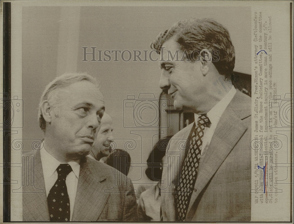 1974 Press Photo John Doar Chip Counsel House Judiciary Committee ...