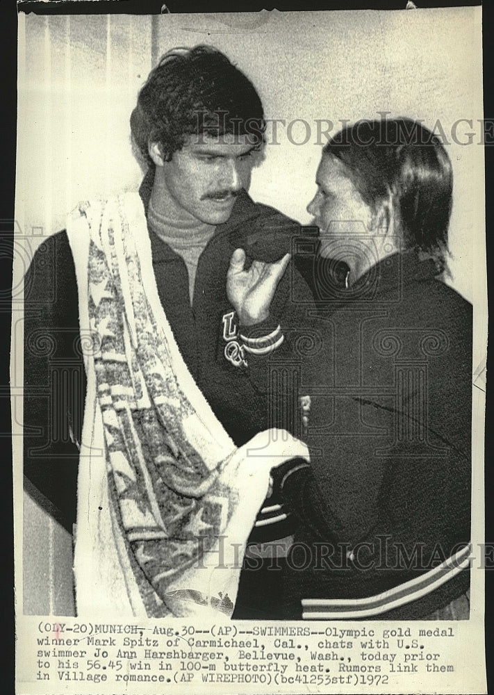 1972 Press Photo Olympic gold medal winner Mark Spitz & Jo Ann Harshbarger - Historic Images