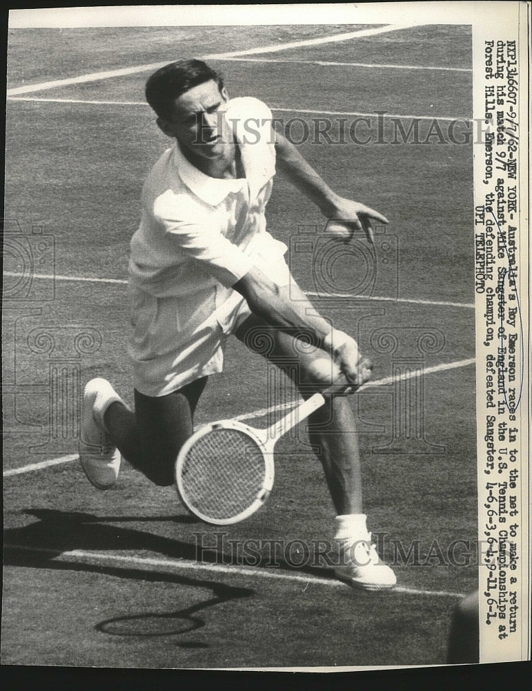 1962 Press Photo Roy Emerson at US Tennis Championships - Historic Images