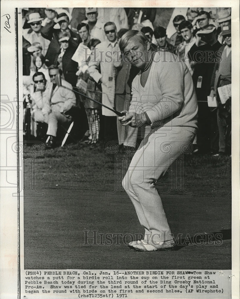 1971 Press Photo Golfer Tom Shaw at Pebble Beach Bing Crosby Natl Pro-Am - Historic Images