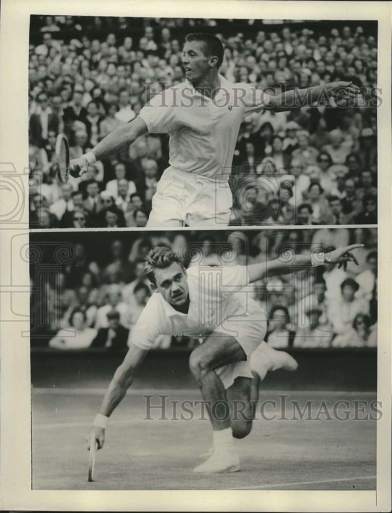 1955 Press Photo  Tennis star Tony Trabert &amp; Kurt Nielsen at Wimbledon - Historic Images