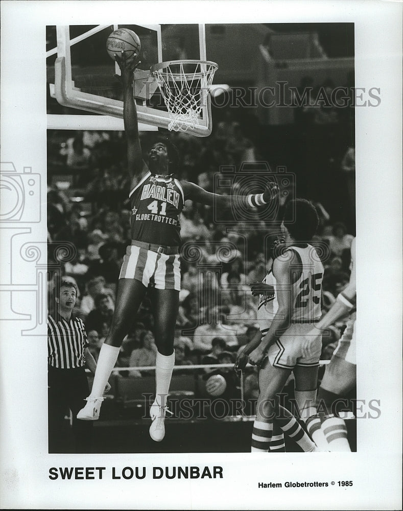 1985 Press Photo Sweet Lou Dunbar of the Harlem Globetrotters - Historic Images