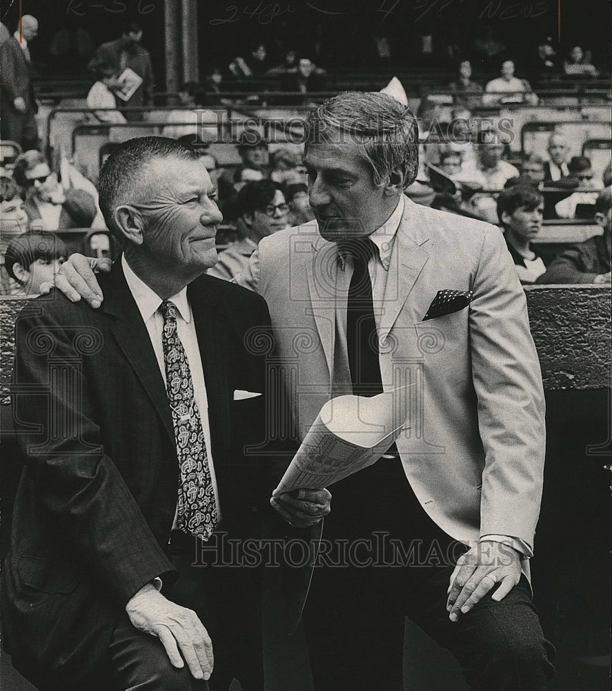 1968 Press Photo Red Sox owner Tom Yawkey &amp; Yankees Mike Burke - Historic Images