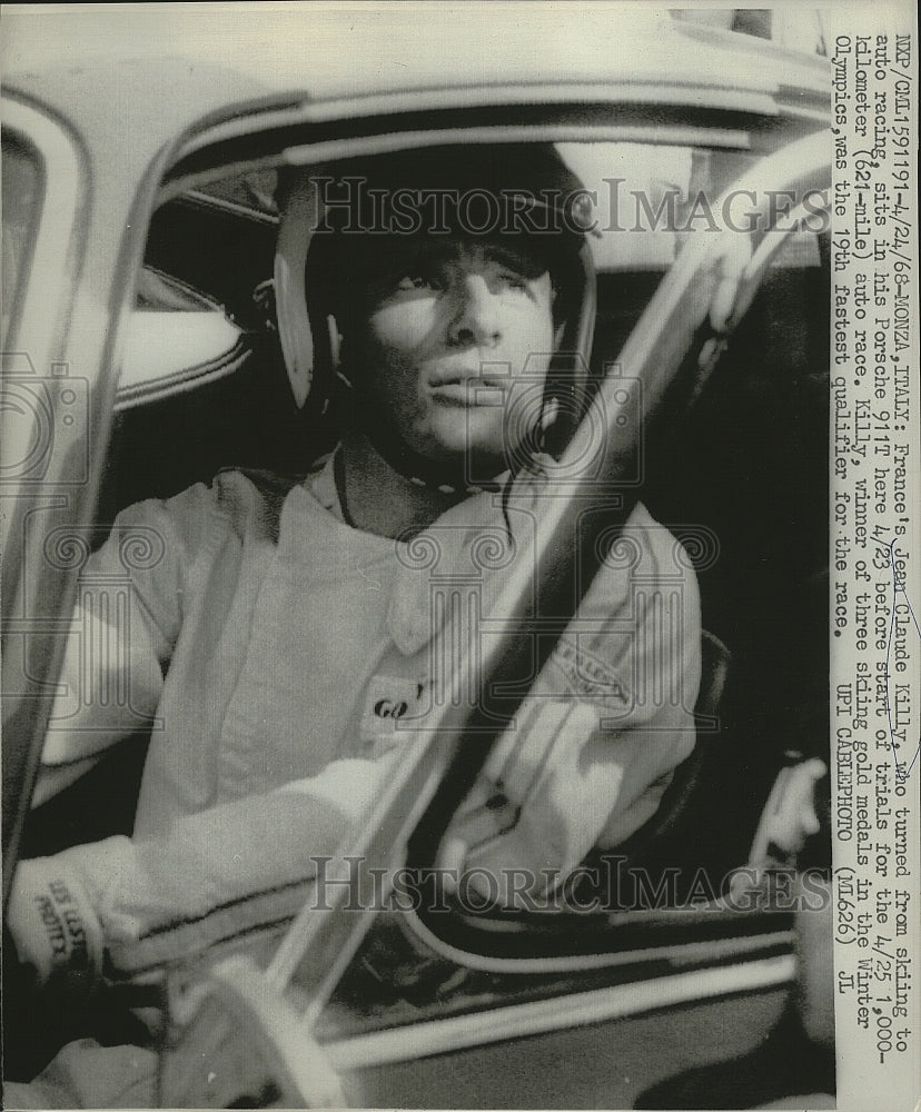 1968 Press Photo French skier Jean Claude Killy in a auto race - Historic Images
