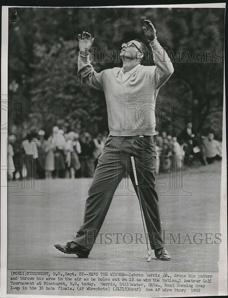 1962 Press Photo Labron Harris Jr. National Amateur Golf Pinhurst NC - Historic Images