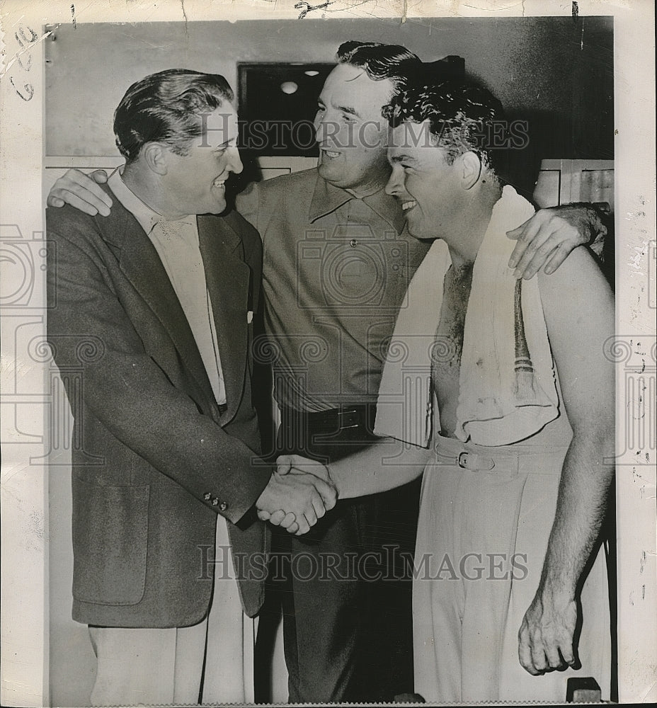 1952 Press Photo Tommy Bolt, Dutch Harrison, Jack Burke Jr., Los Angeles Open - Historic Images