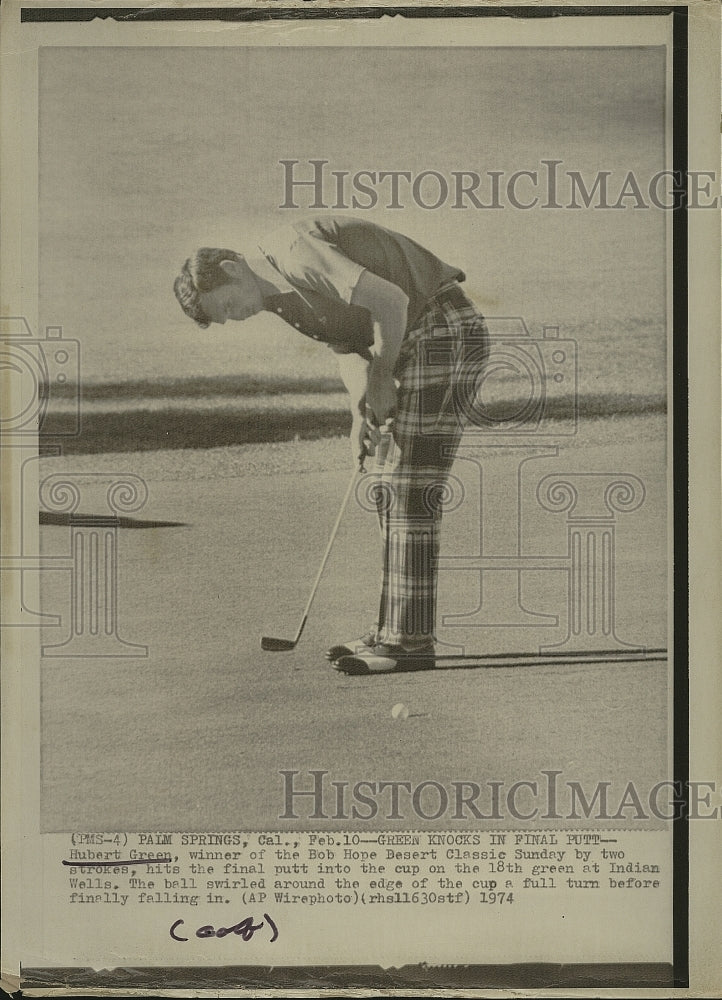 1974 Press Photo Hubert Green, Wins Bob Hope Desert Classic - Historic Images