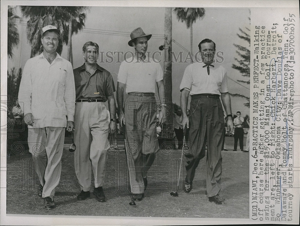 1955 Press Photo Chick Harbert, Bo Winninger, Dave Douglas &amp; Tommy Bolt for the - Historic Images