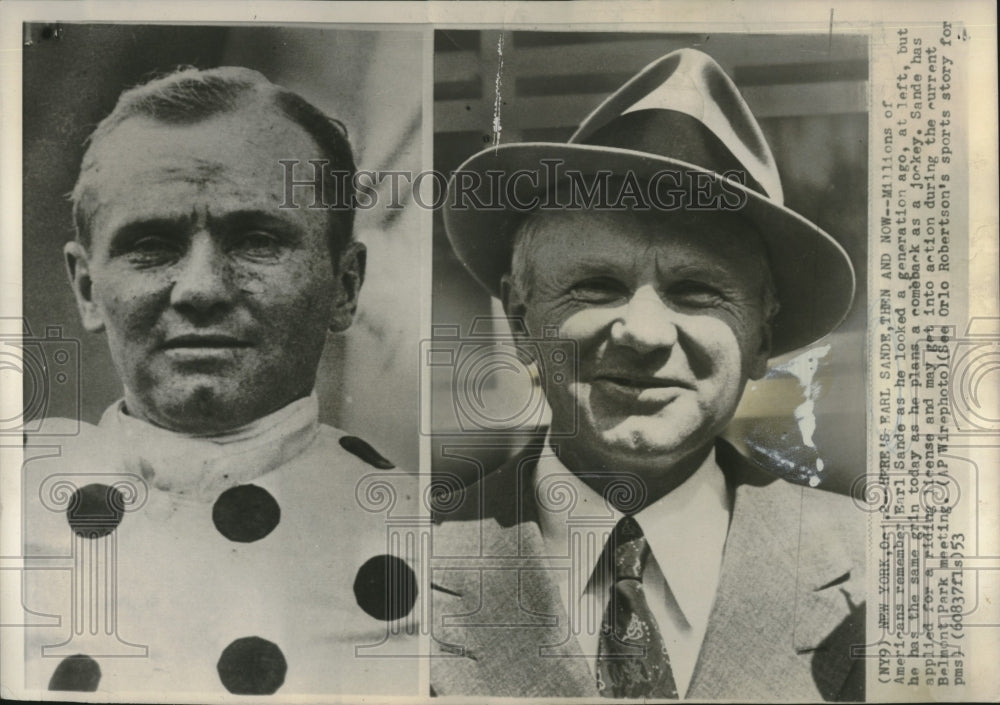 1953 Press Photo Jockey Earl Sands at Belmont Park - Historic Images