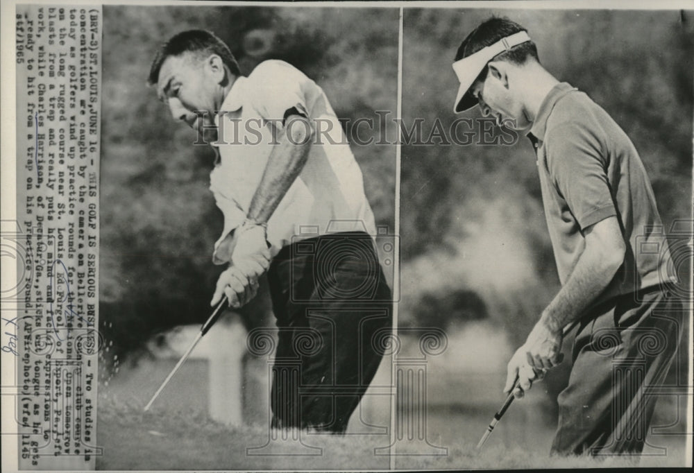1965 Press Photo Golfer Ed Furgel &amp; Charles Harrison in practice - Historic Images
