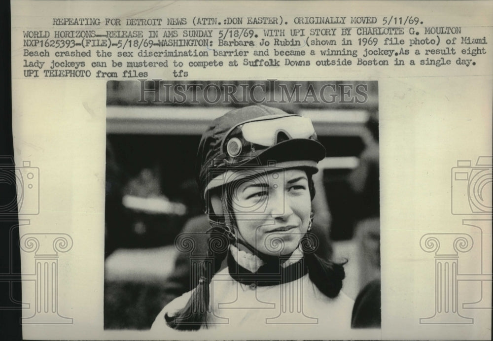 1969 Press Photo jockey Barbara Jo Rubin - Historic Images