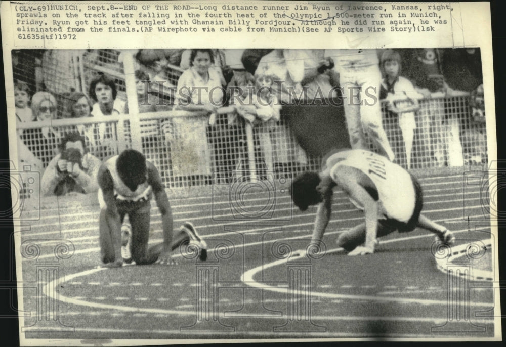 1972 Press Photo Jim Ryun Olympic Dash Billy Fordjoir - Historic Images