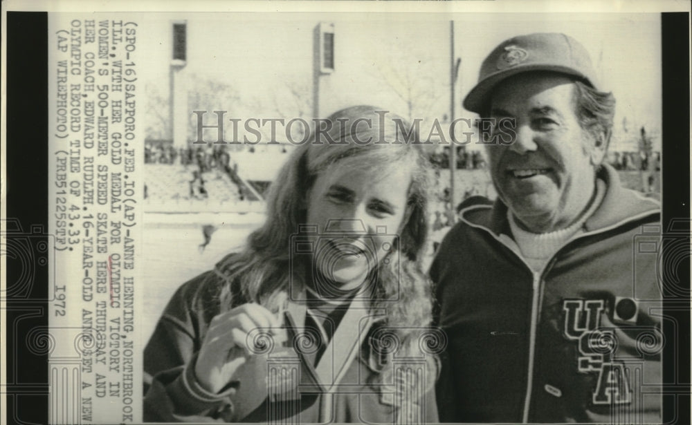 1972 Press Photo Anne Henning, gold medalist in 500 Meter Speed Skate - Historic Images