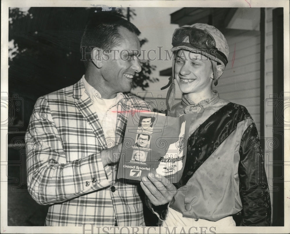 1973 Press Photo Trainer Fred Wirth, son Keith, 16, at Rockingham Park - Historic Images