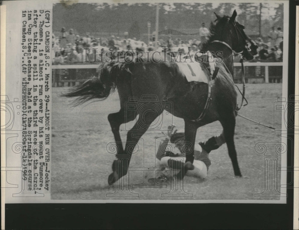 1969 Press Photo Jockey D. Thomas Mount Dumore Carolina Cup Steeplechase - Historic Images