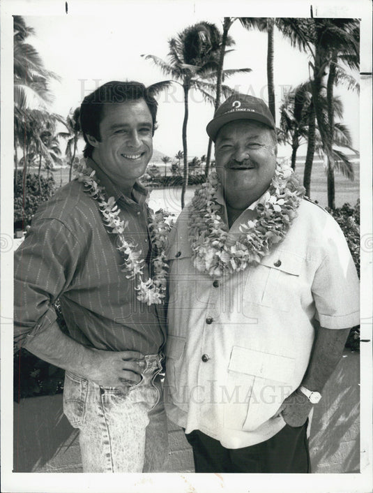 1989 Press Photo Joe Penny and William Conrad in "Jake and the Fatman" - Historic Images
