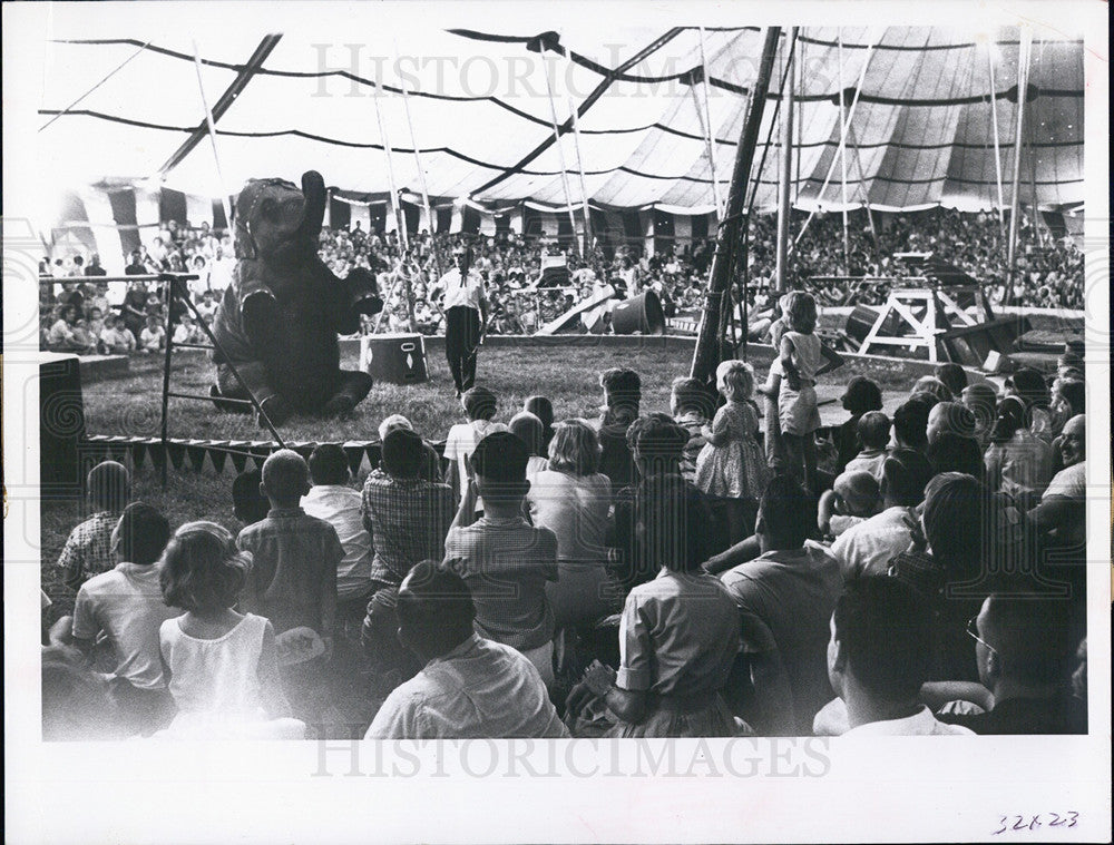 1963 Elephant performing at Cristiani-Wallace Bros. Circus - Historic Images