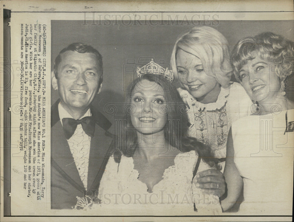 1972 Press Photo Miss America 1973, Terry Anne Meeuwsen and family - Historic Images