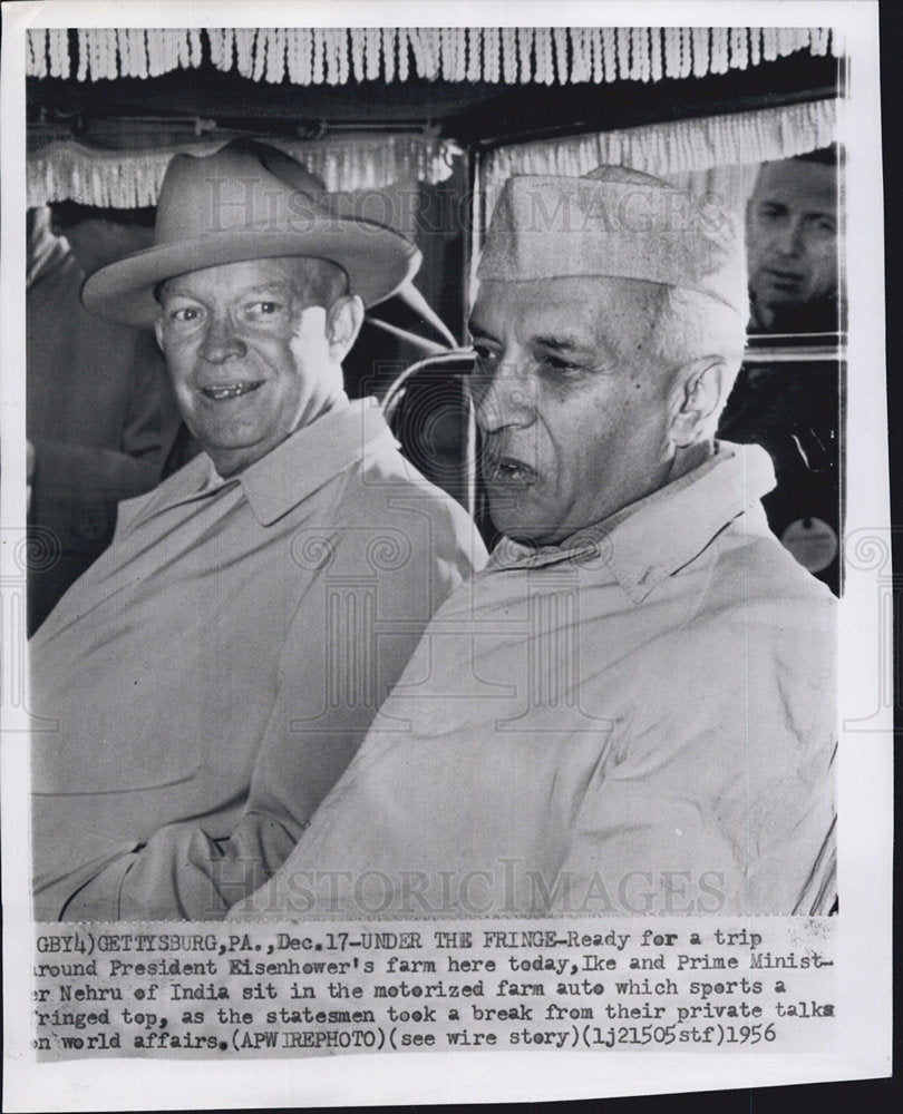 1956 Press Photo President Eisenhower &amp; India PM Nehru - Historic Images